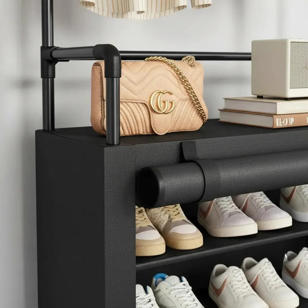 Organizador de Zapatos con Perchero 5 Niveles Negro