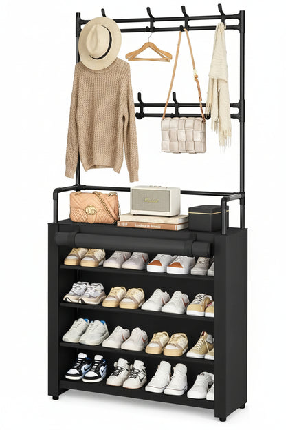 Organizador de Zapatos con Perchero 5 Niveles Negro
