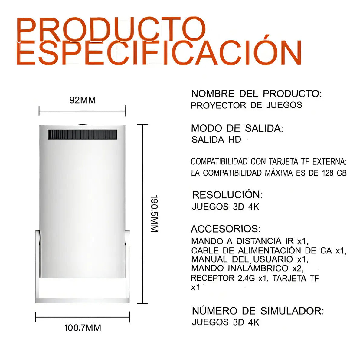 Mini Proyector Tecnopro X9105 4K WiFi Bluetooth