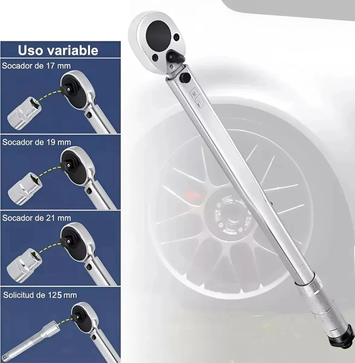 Torquímetro 1/2" 28-210 Nm Llave Dinamométrica Profesional 5 Piezas