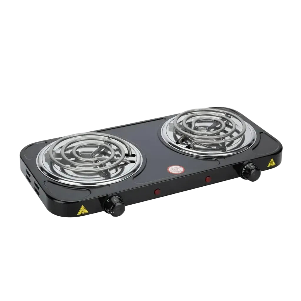 Cocinilla Eléctrica 2 Platos Espiral 2000W | Portátil | Negro