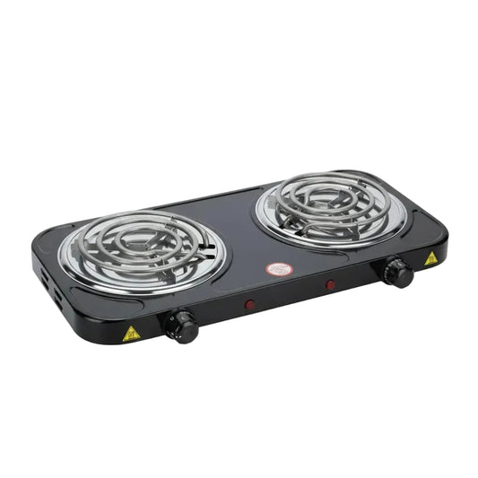 Cocinilla Eléctrica 2 Platos Espiral 2000W | Portátil | Negro