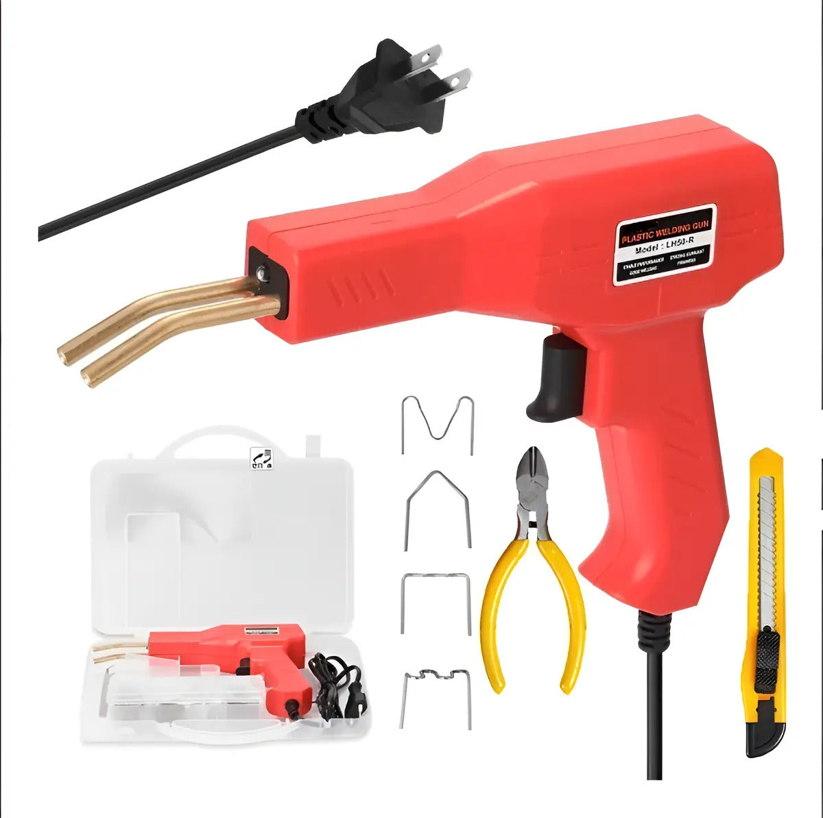 Kit de Soldadora de Plástico Portátil con Grapas de Acero Inoxidable