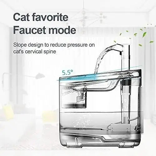 Bebedero Fuente para Mascotas 1.8L | Filtro 4 Capas Transparente