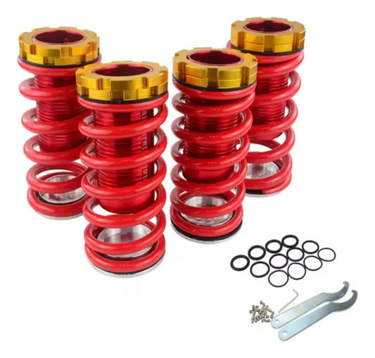Kit x4 Espirales Regulables Coilover Universal | Suspensión Ajustable Tuning