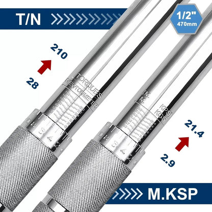 Torquímetro 1/2" 28-210 Nm Llave Dinamométrica Profesional 5 Piezas