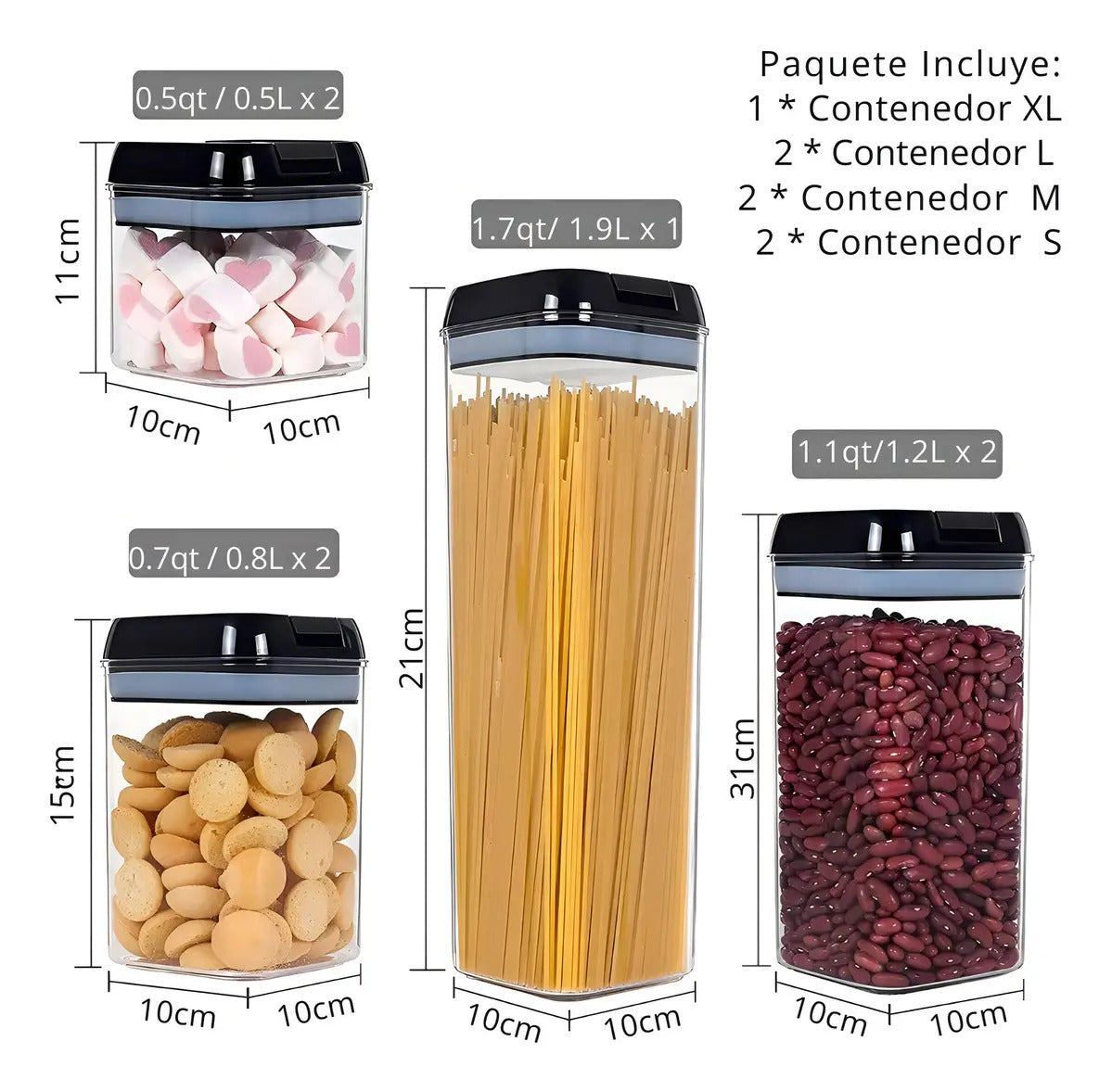Set de Contenedores Herméticos para Alimentos 7 Piezas