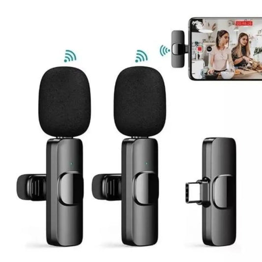 Kit Micrófono Inalámbrico Solapa Doble Type-C 20m 6h