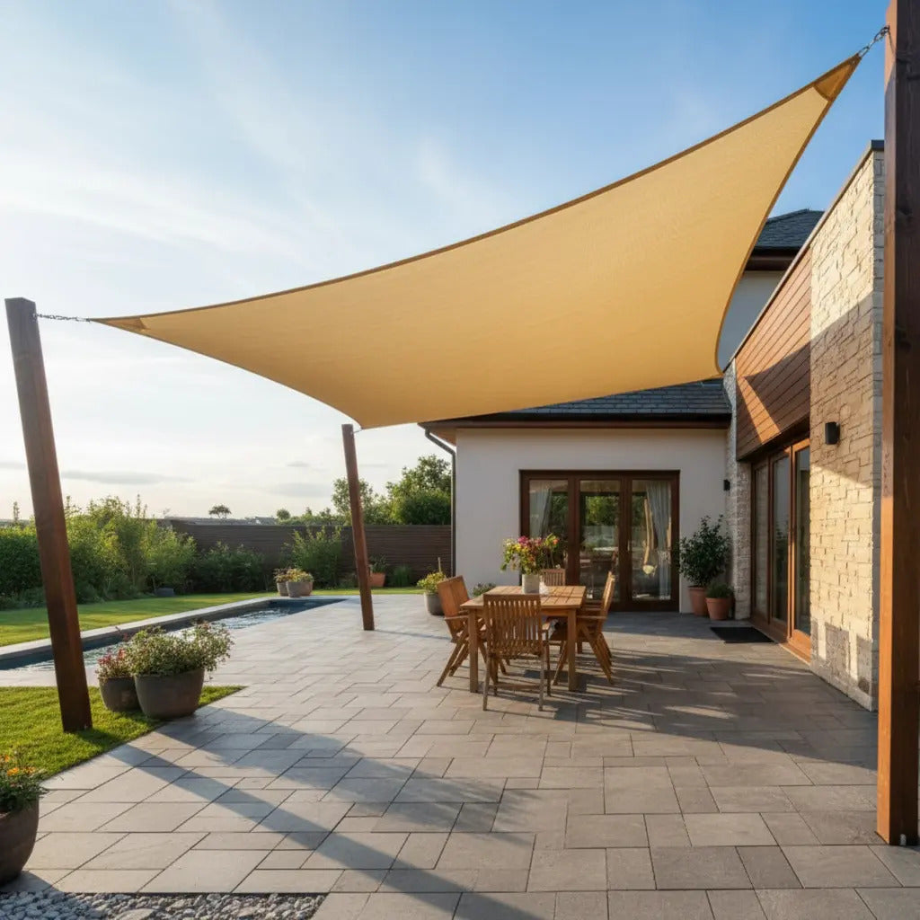 Toldo Vela Malla Raschell 2x5m Color Cafe Claro