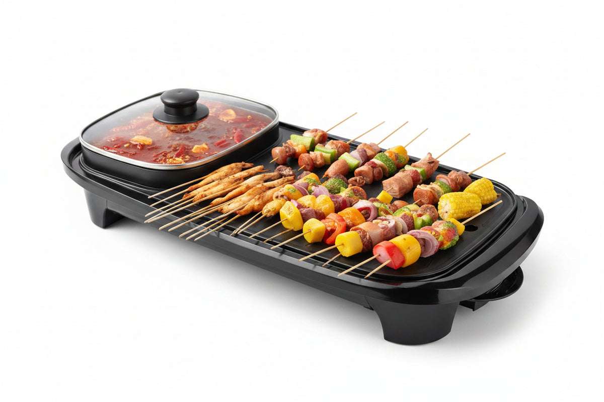 Asador Eléctrico 2 En 1 Plancha Y Grill Parrilla