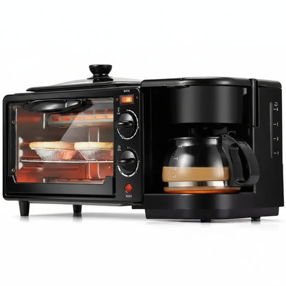 Estación de Desayuno 3 en 1 | Horno, Sartén y Cafetera 600ml