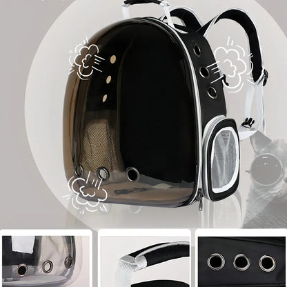 Mochila Transportadora Transparente para Mascotas – Ventilada, Negro
