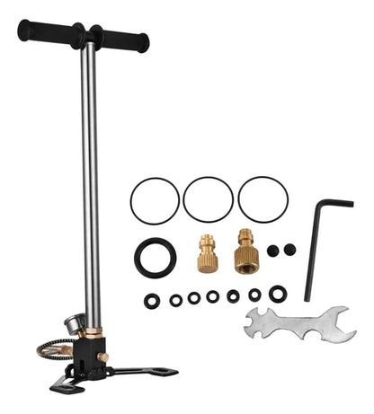 Inflador Pie PCP 6000 Psi 3 Etapas Rifle Manómetro Acero Portátil