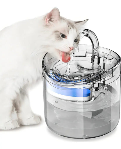 Bebedero Fuente para Mascotas 1.8L | Filtro 4 Capas Transparente
