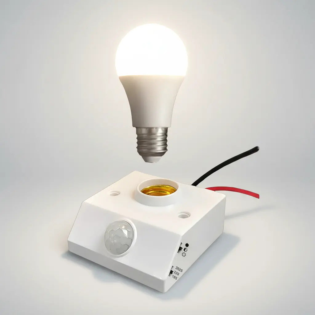 Pack 2 Soquetes Sensor Movimiento 360° Encendido Automatico