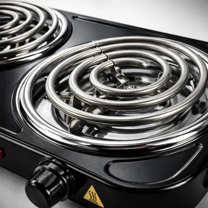 Cocinilla Eléctrica 2 Platos Espiral 2000W | Portátil | Negro