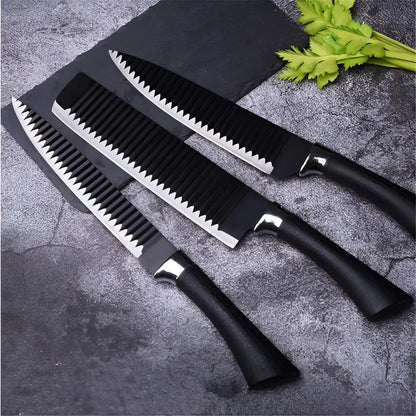 Set de 6 Cuchillos de Cocina en Acero Inoxidable con Mango Negro
