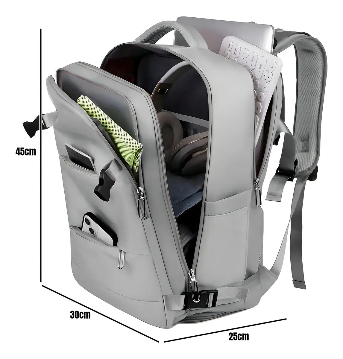 Mochila de Viaje Expandible 45L Impermeable Puerto USB Antirrobo