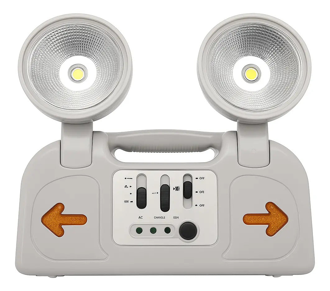 Luz de Emergencia LED Doble Cabezal | Recargable Automática 220V