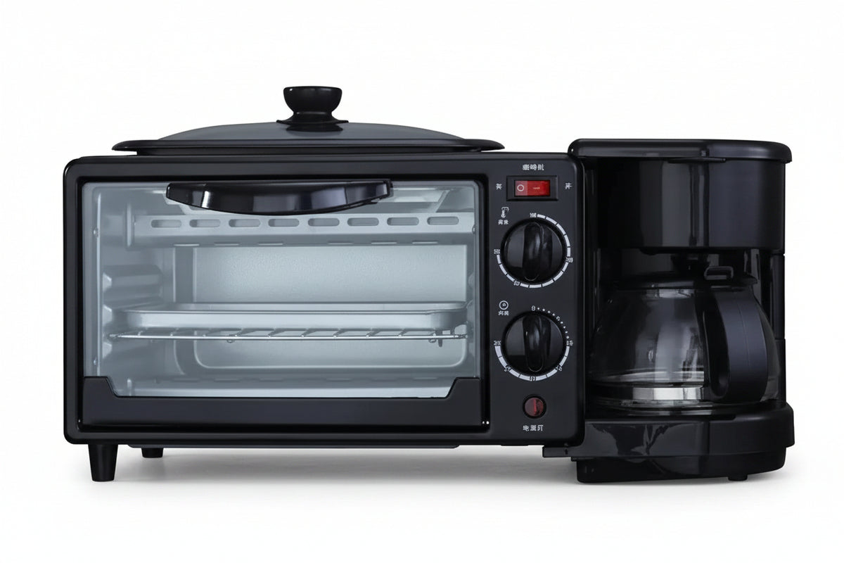 Estación de Desayuno 3 en 1 | Horno, Sartén y Cafetera 600ml