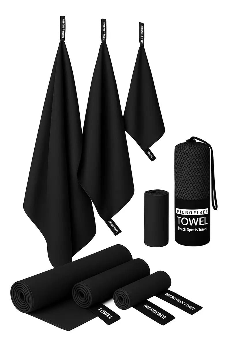 Pack 3 Toallas Microfibra Secado Rápido XL+L+S con Estuche