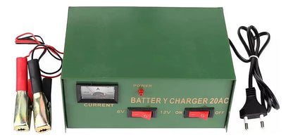 Cargador de Batería Autos y Motos 12V 6V 20A 220V Verde