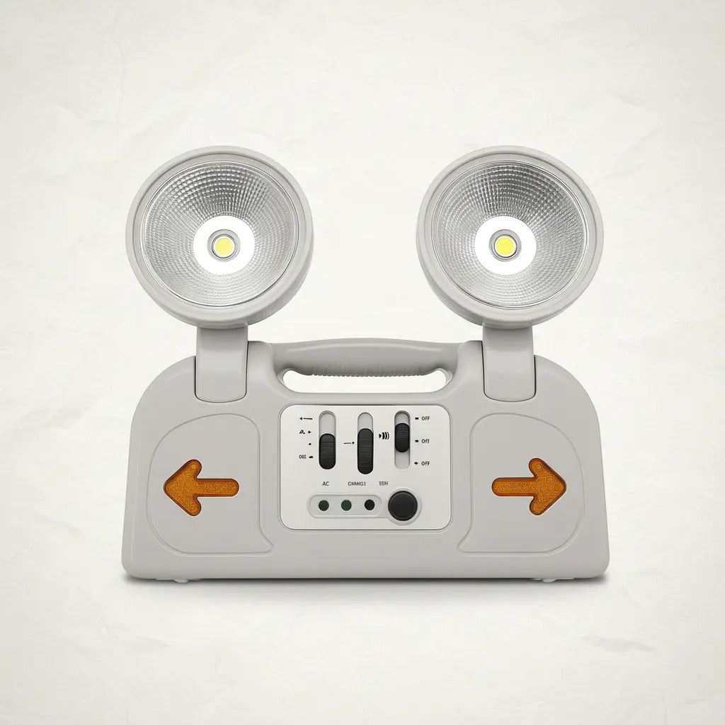 Luz de Emergencia LED Doble Cabezal | Recargable Automática 220V