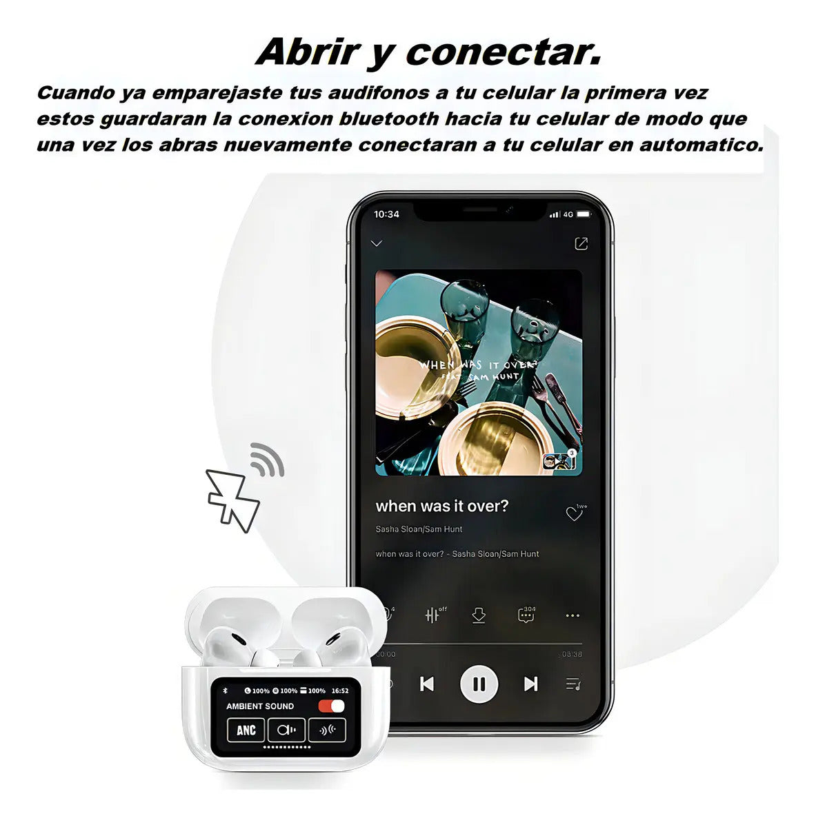 Audífonos Bluetooth A9 Pro con Pantalla Táctil