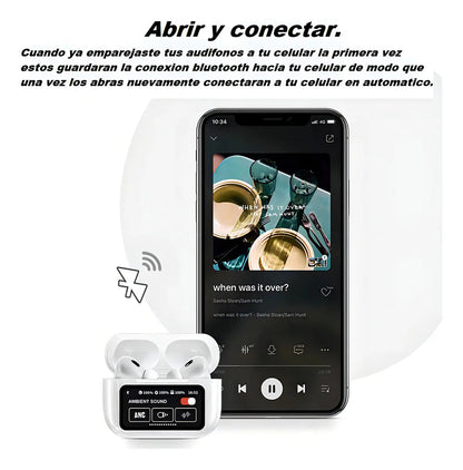 Audífonos Bluetooth A9 Pro con Pantalla Táctil