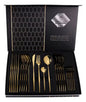 Set de Cubiertos 24 Piezas Acero Inoxidable Dorado – 6 Personas, Apto Lavavajillas