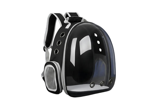 Mochila Transportadora Transparente para Mascotas – Ventilada, Negro