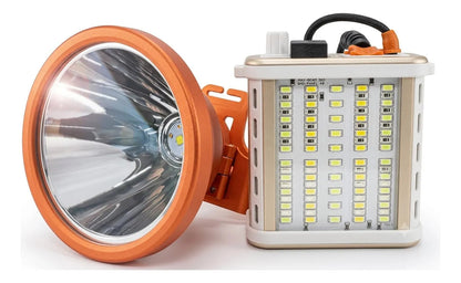 Linterna Minera LED 800W Largo Alcance – +300m, 12h Batería Litio, USB, Caza y Camping
