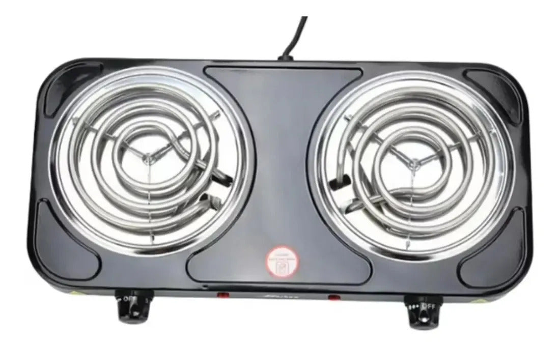 Cocinilla Eléctrica 2 Platos Espiral 2000W | Portátil | Negro