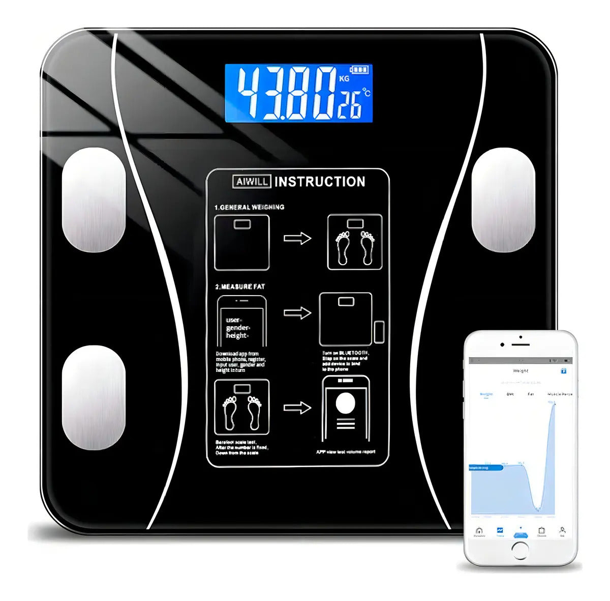 Báscula Digital Bluetooth 180kg App Android iOS