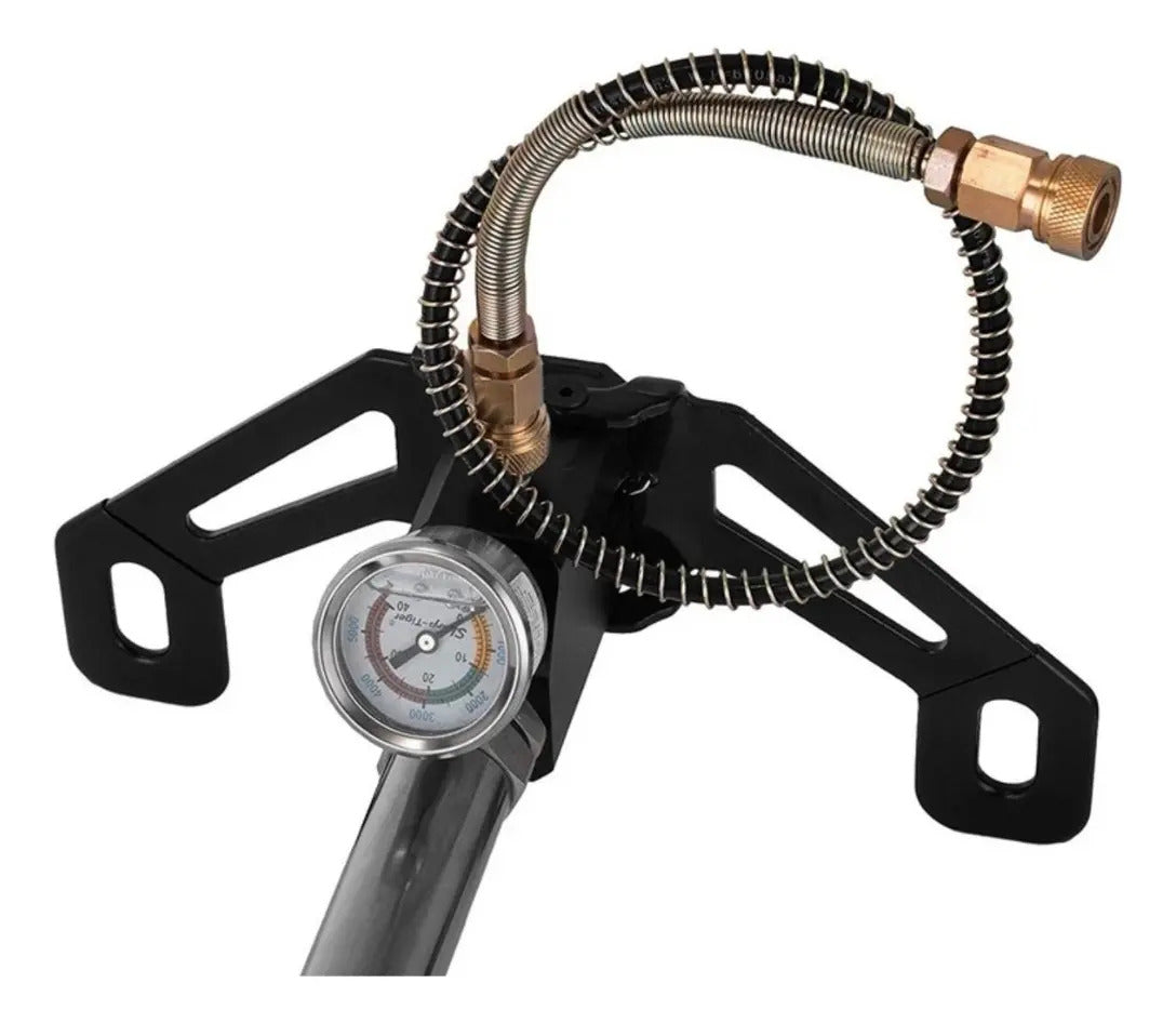 Inflador Pie PCP 6000 Psi 3 Etapas Rifle Manómetro Acero Portátil