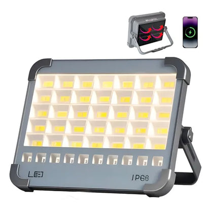 Foco Solar LED 150W Portátil con Batería Auxiliar 6000mAh y Modo SOS