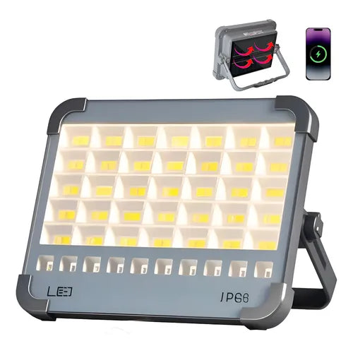 Foco Solar LED 150W Portátil con Batería Auxiliar 6000mAh y Modo SOS