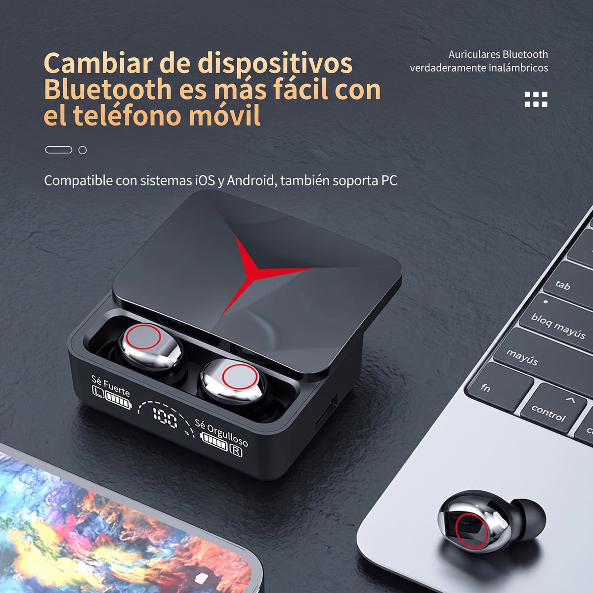 Audífonos Gamer Inalámbricos M90pro | BT 5.3 Pantalla LED Negro