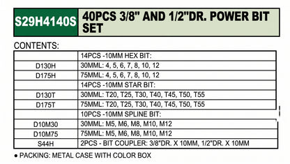Juego de Puntas Torx Imbus Hexagonal 40 Piezas