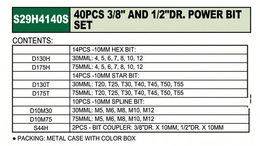 Juego de Puntas Torx Imbus Hexagonal 40 Piezas
