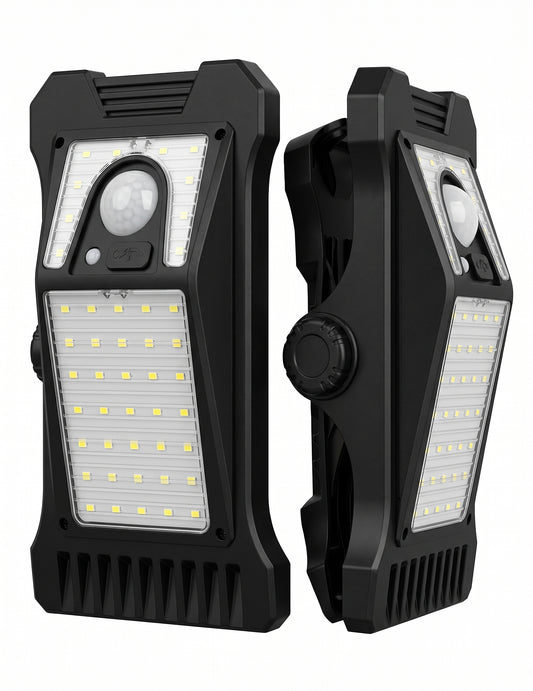 Pack 2 Focos Solares LED con Sensor de Movimiento y Soporte Pinza