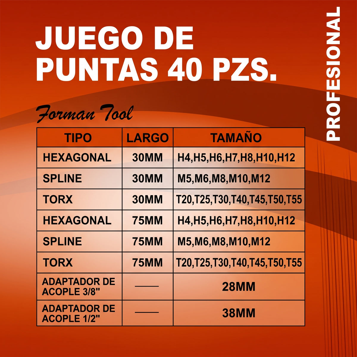 Juego de Dados y Puntas Torx-Allen 40 Piezas Acero Cromo Vanadio con Maletín