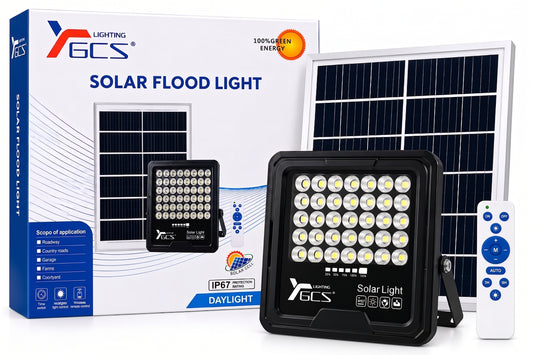 Foco Reflector Solar LED 1000W Exterior IP67 con Sensor y Control Remoto