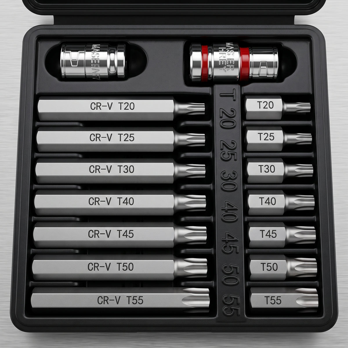 Juego de Dados y Puntas Torx-Allen 40 Piezas Acero Cromo Vanadio con Maletín