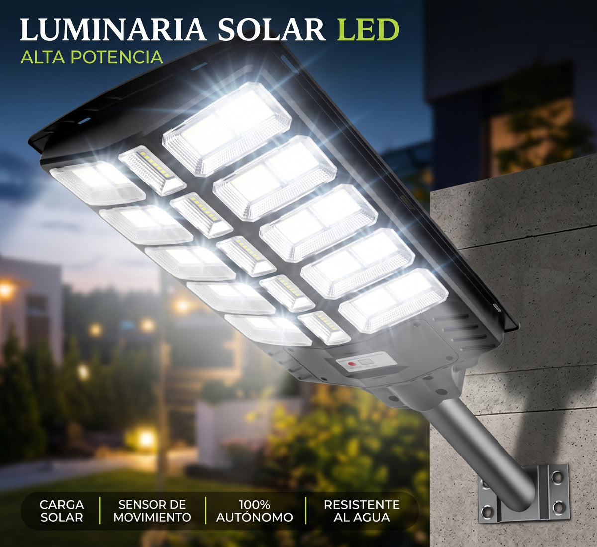 Foco Solar LED 6000w Exterior con Sensor y Control Remoto + Soporte