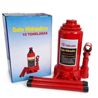Gata Hidráulica Tipo Botella 10 Ton | Base Reforzada 385mm