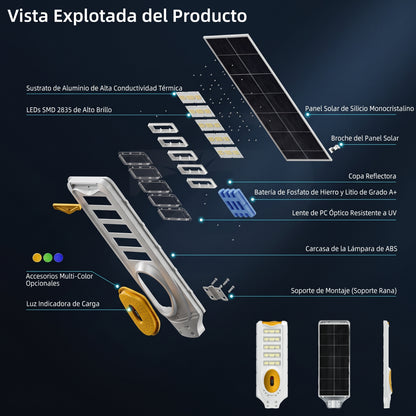 Reflector Solar LED 5000W | IP67 Sensor + Control Remoto + Soporte