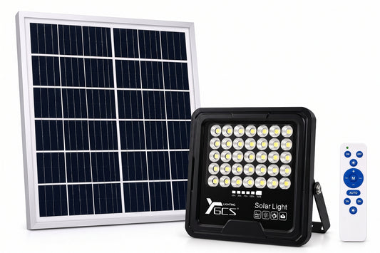 Foco Reflector Solar LED 1000W Exterior IP67 con Sensor y Control Remoto