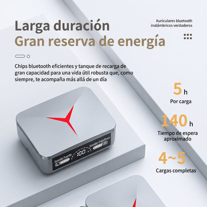 Audífonos Gamer Inalámbricos M90pro | BT 5.3 Pantalla LED Negro