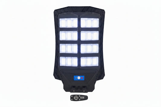Foco LED Solar 2000W para Poste con Control Remoto y Kit de Anclaje